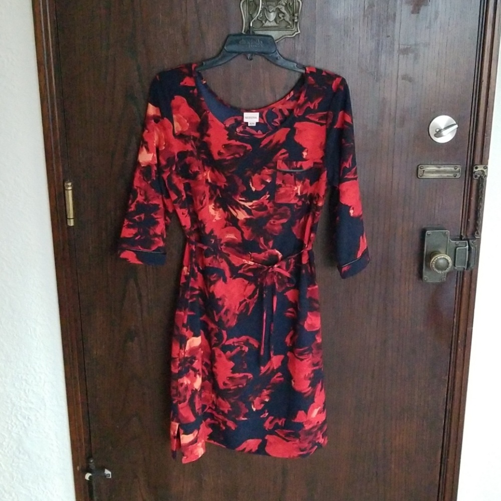 NWOT- Navy & Red Floral Dress